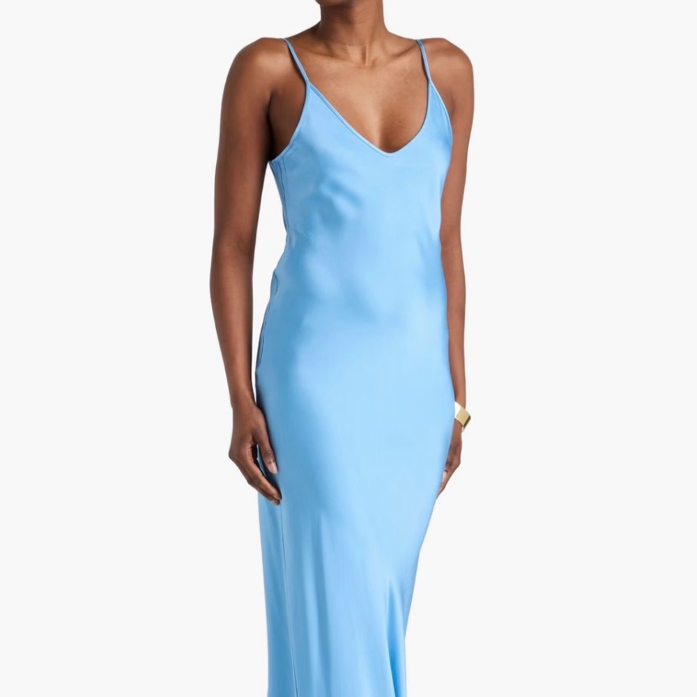 Victoria Beckham Sky Blue Satin Evening Gown